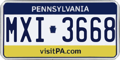PA license plate MXI3668