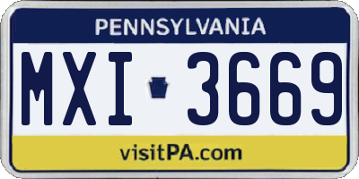 PA license plate MXI3669