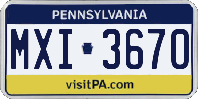 PA license plate MXI3670