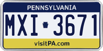 PA license plate MXI3671