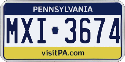 PA license plate MXI3674