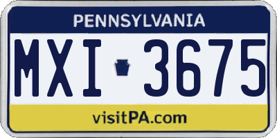 PA license plate MXI3675