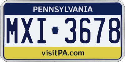 PA license plate MXI3678