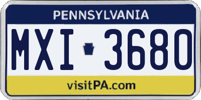PA license plate MXI3680