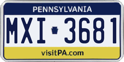 PA license plate MXI3681