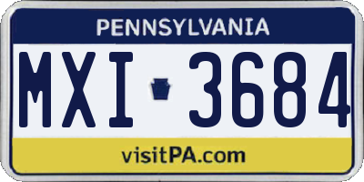 PA license plate MXI3684