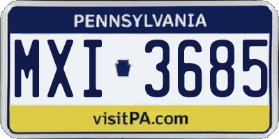 PA license plate MXI3685