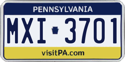 PA license plate MXI3701