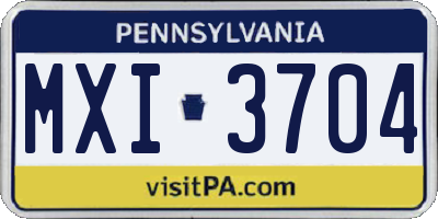 PA license plate MXI3704