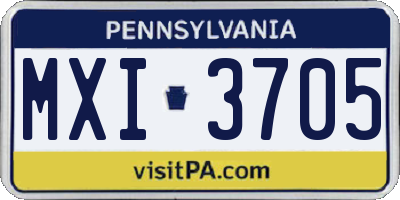 PA license plate MXI3705