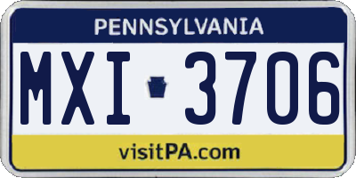 PA license plate MXI3706