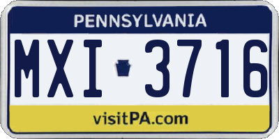 PA license plate MXI3716