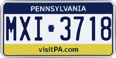 PA license plate MXI3718