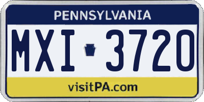PA license plate MXI3720