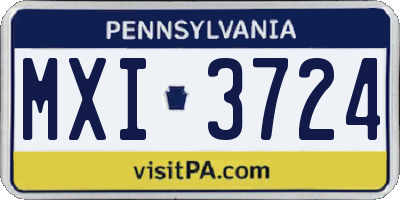 PA license plate MXI3724