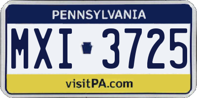 PA license plate MXI3725