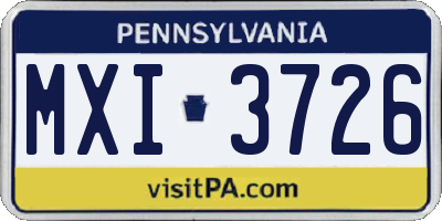 PA license plate MXI3726
