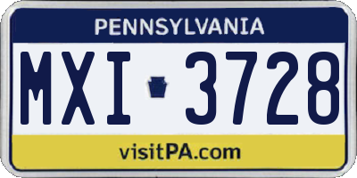 PA license plate MXI3728