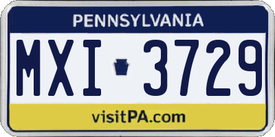 PA license plate MXI3729