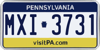 PA license plate MXI3731