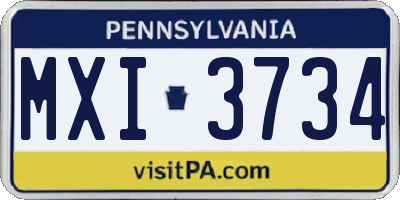PA license plate MXI3734