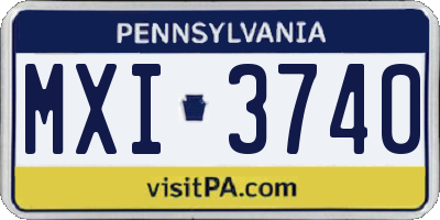 PA license plate MXI3740