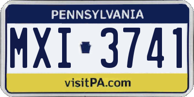 PA license plate MXI3741