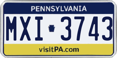 PA license plate MXI3743