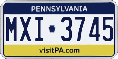 PA license plate MXI3745