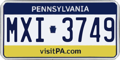 PA license plate MXI3749