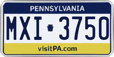 PA license plate MXI3750