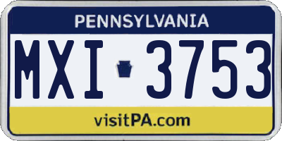 PA license plate MXI3753
