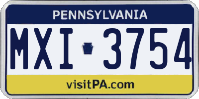 PA license plate MXI3754