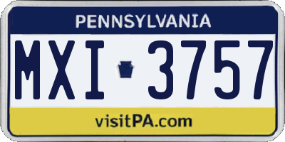 PA license plate MXI3757