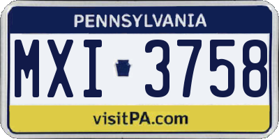 PA license plate MXI3758