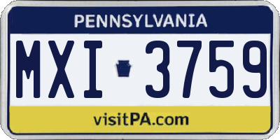 PA license plate MXI3759