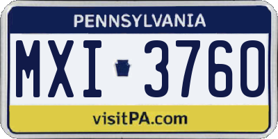 PA license plate MXI3760