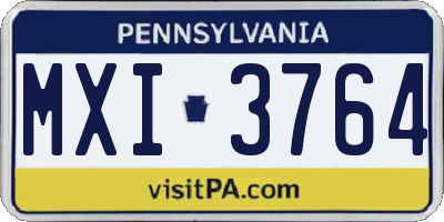 PA license plate MXI3764