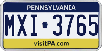PA license plate MXI3765
