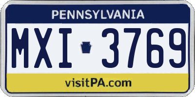 PA license plate MXI3769