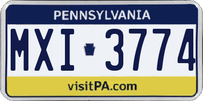 PA license plate MXI3774