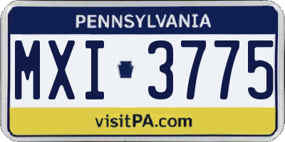 PA license plate MXI3775