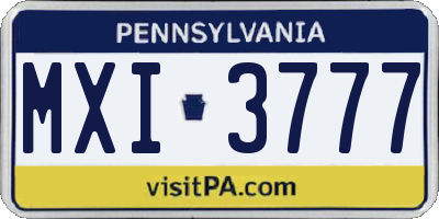 PA license plate MXI3777