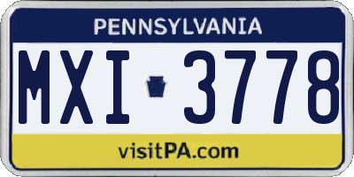 PA license plate MXI3778