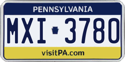 PA license plate MXI3780