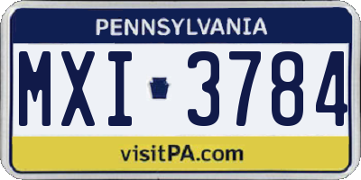 PA license plate MXI3784