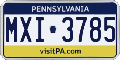 PA license plate MXI3785