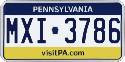PA license plate MXI3786