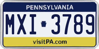 PA license plate MXI3789