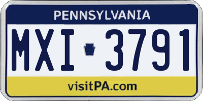 PA license plate MXI3791